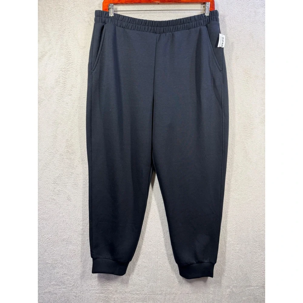 Old Navy Jogger Pants Mens XL Black Active Bounce Fleece High Rise Recycled 5231